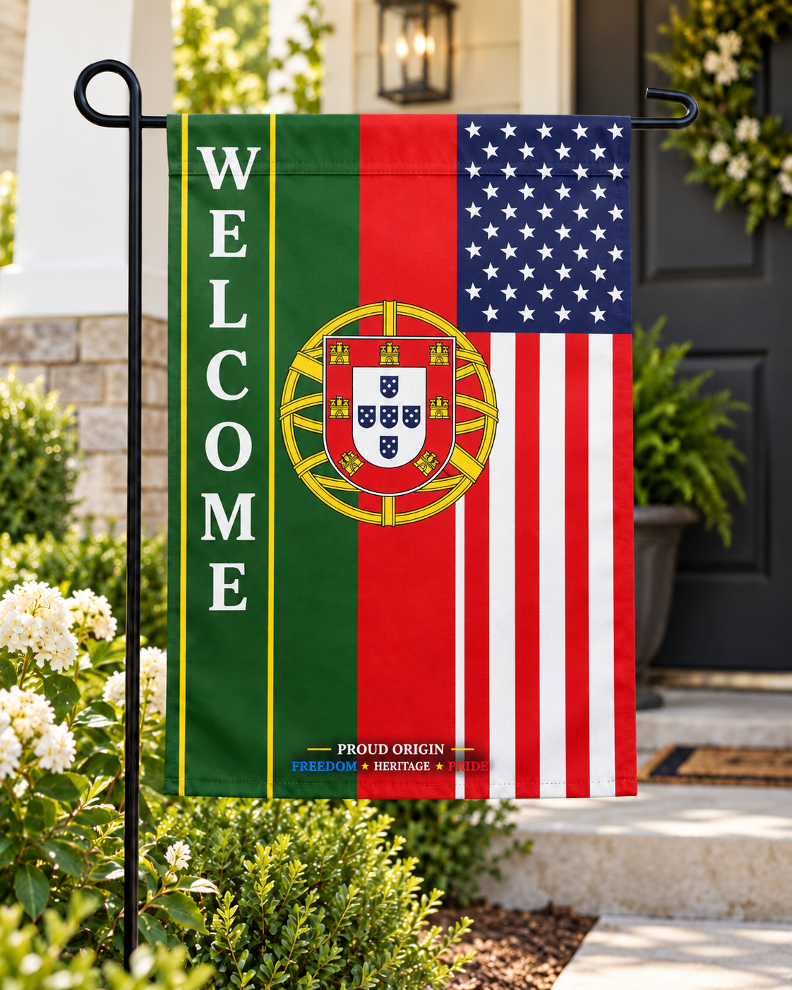 Portuguese American Welcome Garden Flag – 12x18 Inch Heritage Yard Flag